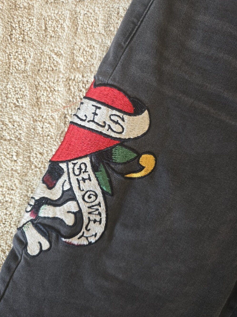 NWT! Ed Hardy Black Relaxed Jeans with Left Hip Graphic - Picture 5 of 5